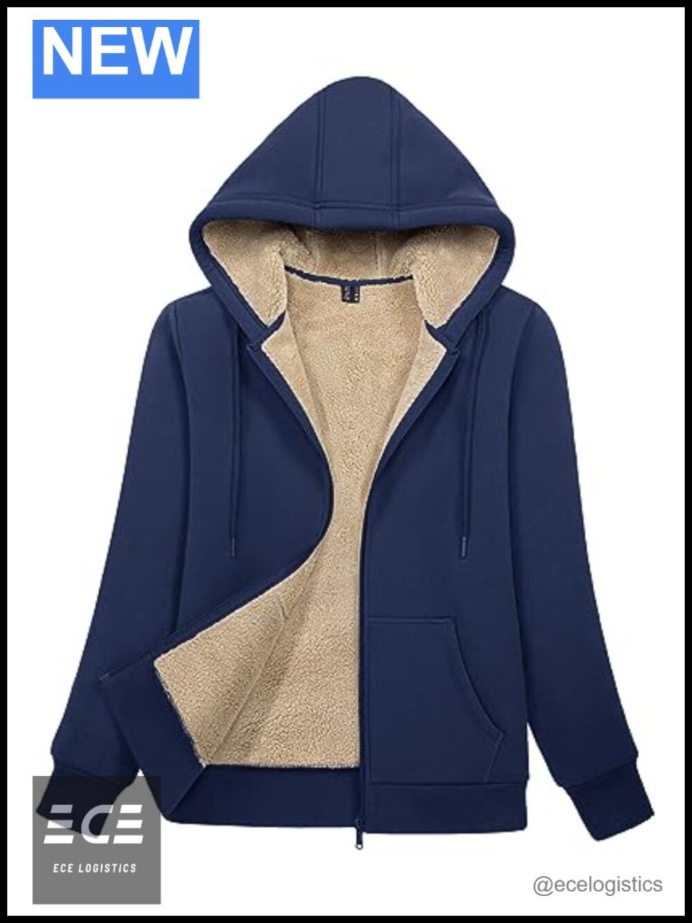 Sherpa Lined Zip Up Hoodie Women Warm Winter Fleece Jacket Pockets